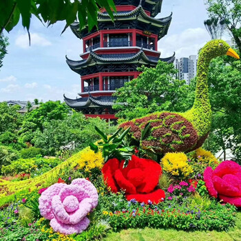 新市市政綠雕，2022春節(jié)植物雕塑，主題花雕