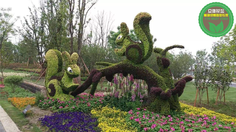 金塘菊花雕塑，2022春节绿雕，广场大花篮