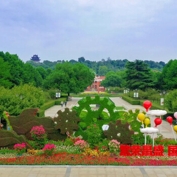 涇陽(yáng)玻璃鋼花籃，虎年景觀小品，綠雕制作