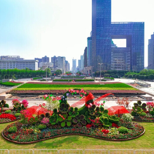 勐腊玻璃钢花篮，2022春节植物雕塑，绿化景观