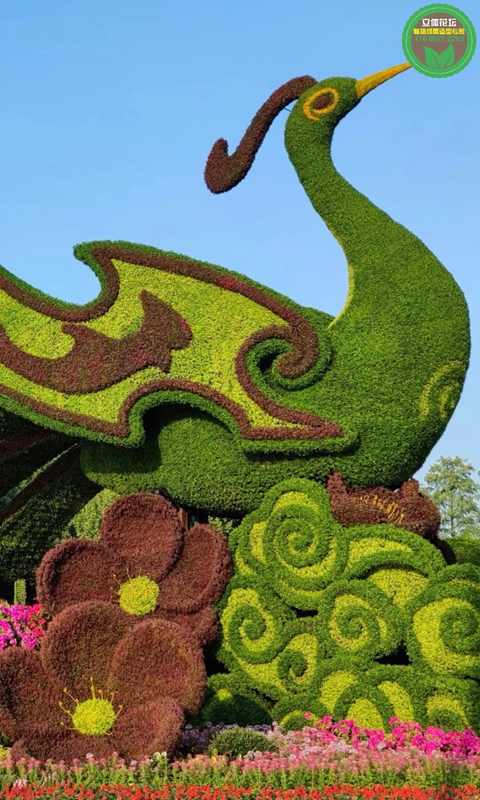 洋县动物绿雕，虎年景观小品，节日绿雕