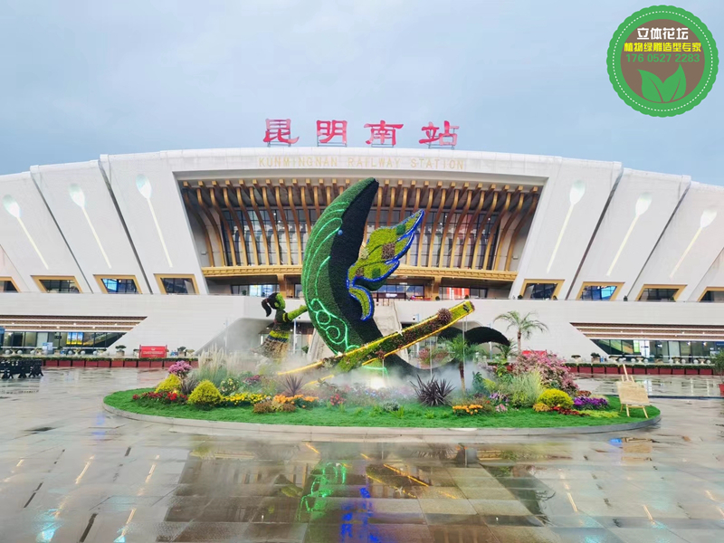 雄县园艺绿绿雕，2022仿真绿雕，雕塑大花篮制作