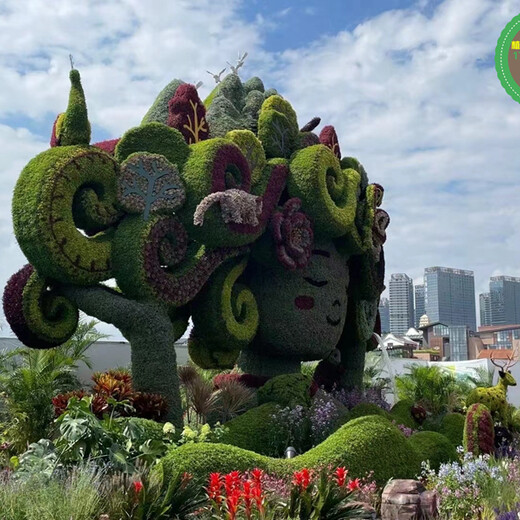 梨树仿真植物墙，2022春节立体花坛，雕塑大花篮制作