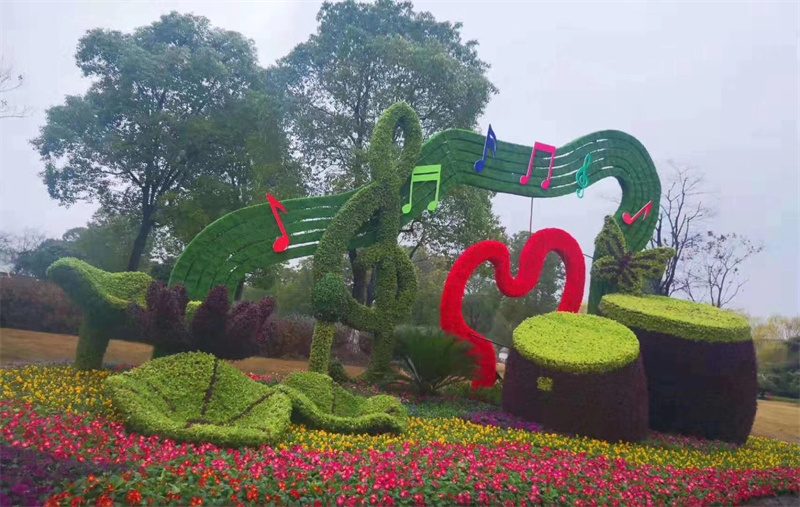 平羅喜迎二十達(dá)立體花壇制作流程 造型戶(hù)外廣場(chǎng)