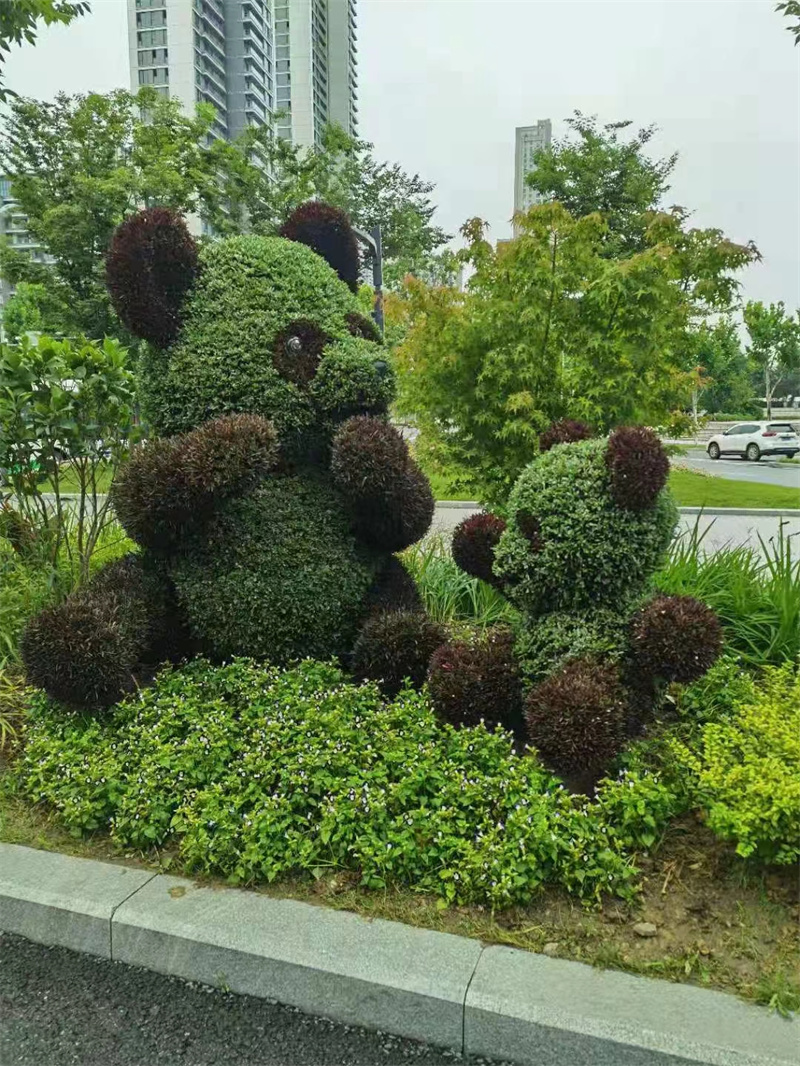 秦淮二十组大型绿雕喜迎节日生产多图 草雕花雕景观