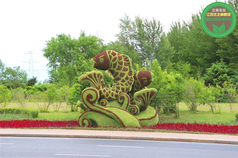 鸡泽国庆绿雕 花坛雕塑采购厂家 五色草绿雕