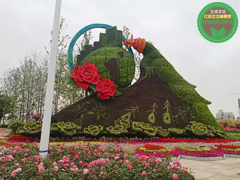 鸡泽国庆绿雕 花坛雕塑采购厂家 五色草绿雕
