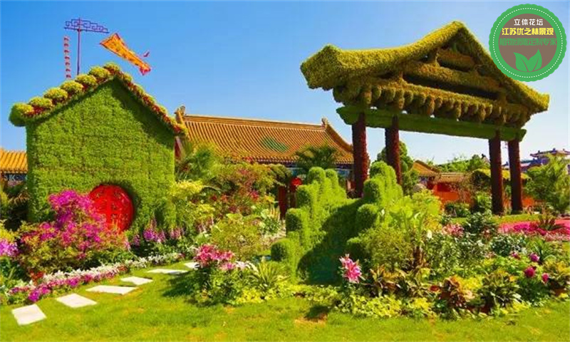 浙江湖州国庆绿雕 汽车绿雕厂家采购 立体花坛造型报价