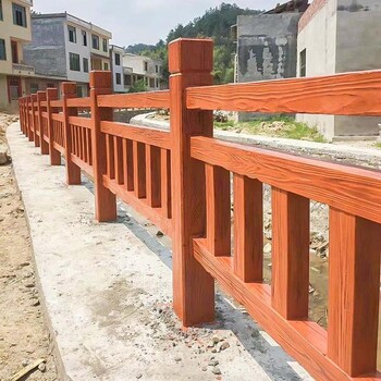 陜西水泥仿木護欄廠家河道景區(qū)圍欄棧道魚塘混凝土仿樹藤欄桿