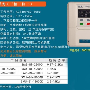 3kw水泵智能控制器金田泵宝水魔方系列单相1.-3KW