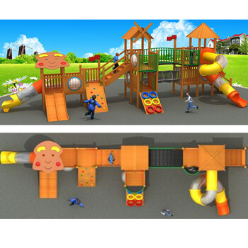 木质儿童滑梯幼儿园户外玩具实木组合滑梯无动力乐园