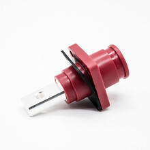 德索新能源电源储能连接器200A红色带孔铜牌8mm弯式插头插座