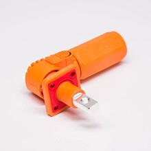 德索新能源高压防水大电流连接器100A弯式6mm橙色IP65插头插座一对