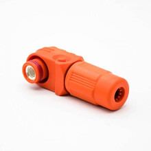 德索高压大电流连接器弯式插头8mm橙色IP65120A铜牌带孔插座