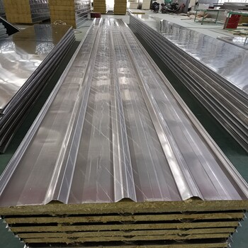 南通翔展供应950型不锈钢岩棉板钢结构厂房彩钢岩棉瓦楞夹芯板