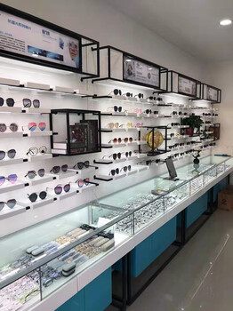 制作广东免漆板眼镜展示柜台广州天河广场同款眼镜陈列架案例