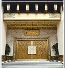 售楼部仿铜大门门楼金属祥云包板门头装饰工程制作安装