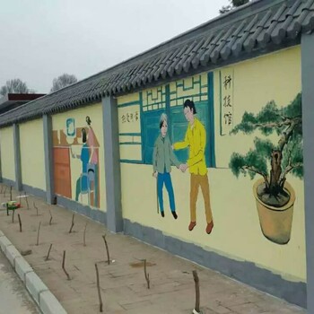 湖南株洲墙体彩绘农村墙面挂喷绘布刷墙写大字