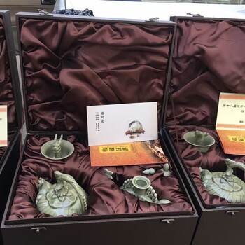 西安耀州瓷茶具礼品陕西特色凤鸣壶铜川耀州瓷把玩茶艺品