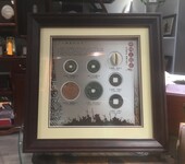 西安六枚古钱币工艺品相框陕西特色开会纪念品桌摆可做字