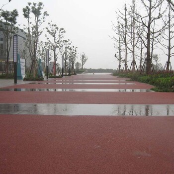 广西南宁轻载车道透水混凝土路面施工彩色透水地坪