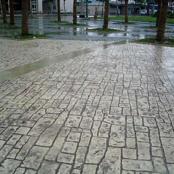廣西崇左壓花地坪材料批發(fā)耐磨彩色地坪市政壓花道路施工