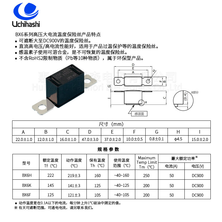 高压直流温度保险丝