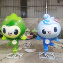 浙江城市吉祥物形象福娃玻璃钢卡通公仔雕塑厂家定制