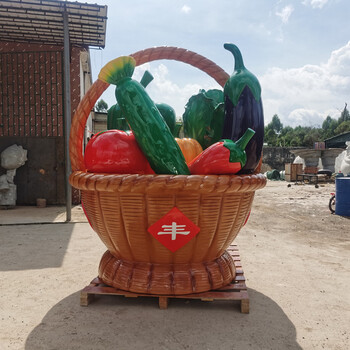 农场观光园装饰摆件大型玻璃钢蔬果篮雕塑玻纤果篮模型