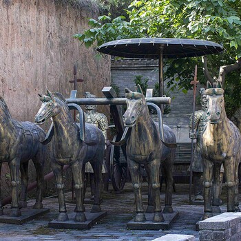 陜西仿古銅車(chē)馬木質(zhì)馬車(chē)一號(hào)仿古秦俑銅車(chē)馬擺件