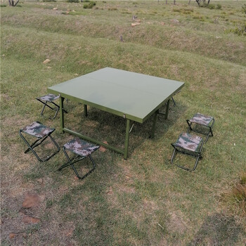野外折叠餐桌户外多功能手提折叠钢桌野战作业桌