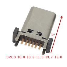 Type-C母座6P四脚插板立插L：9.3-10.0-10.5-11.5-13.7-15.0