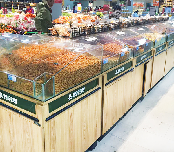 超市木制散装柜中岛五谷杂粮柜散货货架干货展示柜