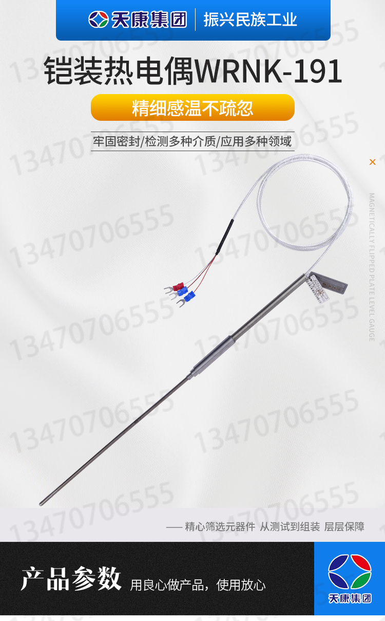安徽天康铠装热电偶k型wrn-130温度传感器
