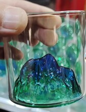 河间华企艺术冰山水杯透手工明玻璃杯内置山形威士忌酒杯高硼硅玻璃红酒杯