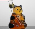河间华企异形小熊猫造型玻璃工艺酒瓶手工吹制泡酒瓶500ml