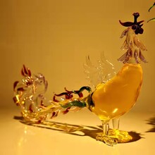 河间华企手工艺吹制凤凰造型玻璃艺术酒瓶创意古典泡白酒瓶图片