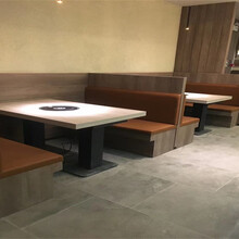 领汉HL202s火锅餐厅新款定制大理石火锅餐桌、卡座沙发