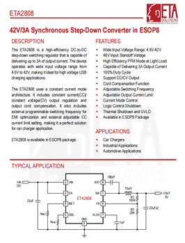ETA2808，支持4.6-42V宽电压输入，足3A的输出能力