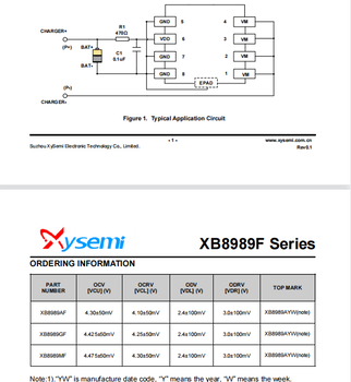赛芯微XB8989AF用于大功率移动电源快充电池保护芯片