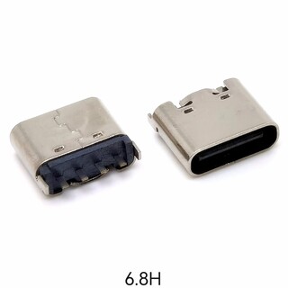 TYPE-C2P插件母座90度卧式插板L6.5mm两脚DIP单充电母头图片6
