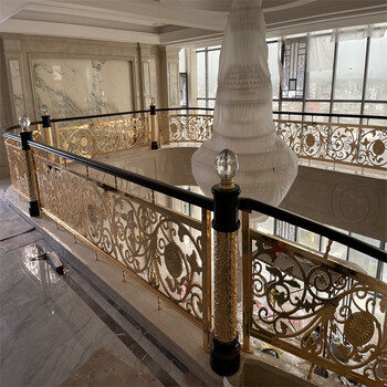 揭阳会所的铝雕楼梯护栏扶手来图众钰定制与安装