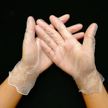 PVC一次性防护手套美容保洁家庭清洁卫生烘焙无粉光面手套图片