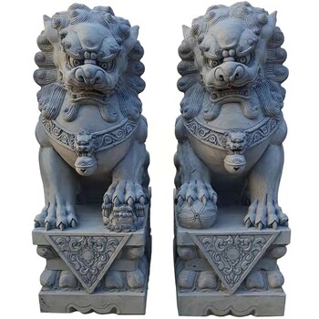 漢白玉石雕石獅子公司酒店門(mén)口擺件石獅子雕刻廠家