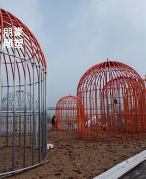 仿真鸟笼雕塑厂家，小区雕塑，水景鸟笼雕塑制作