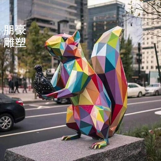 抽象松鼠雕塑-景观园林雕塑-不锈钢松鼠雕塑厂家