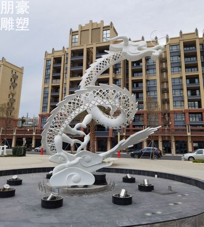 龙头雕塑工厂-神龙雕塑工艺-校园文化双龙雕塑