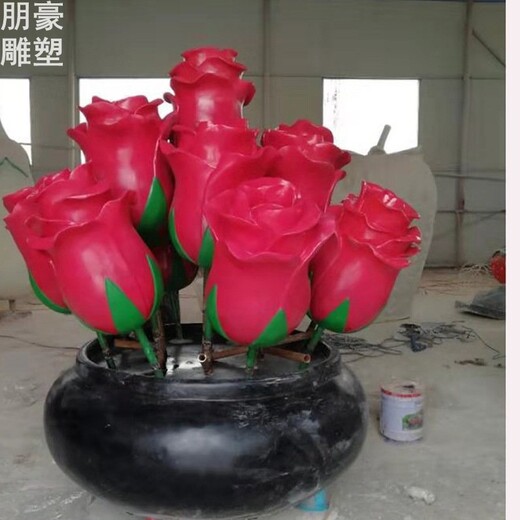 体育镂空玫瑰花朵雕塑-现代艺术花朵雕塑-玫瑰花雕塑供需
