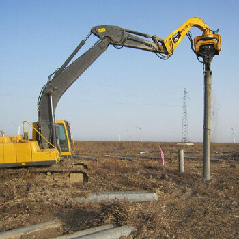 宏苹出售新疆光伏打桩机6米水泥管桩打桩机360挖机改装振动锤