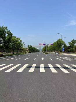 南京道路各种线条、箭头、文字、立体标记、突起路标施工